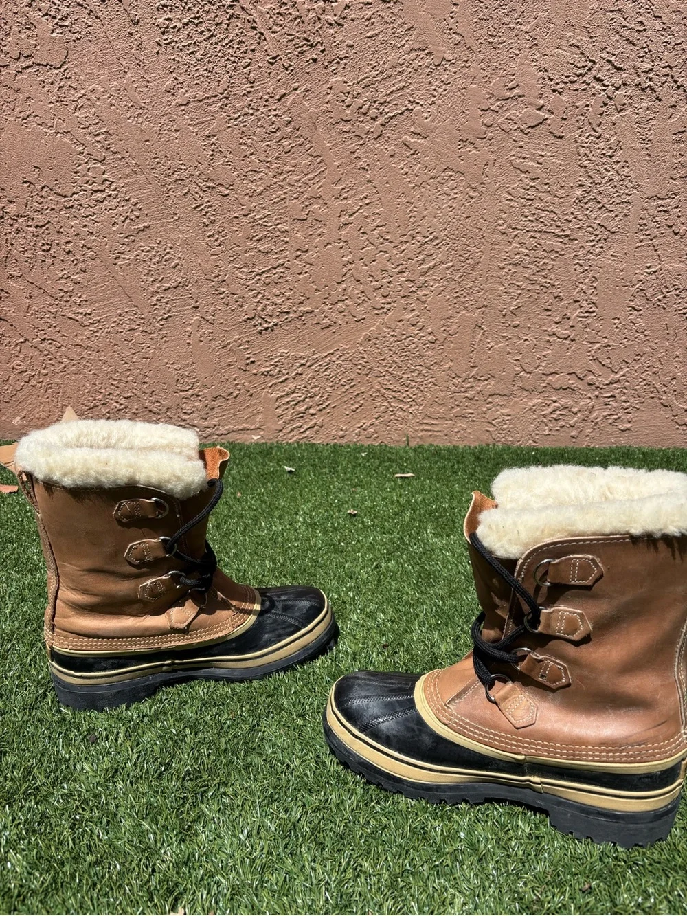 Mens 8 Sorel Caribou Buff Leather Waterproof Snow Winter Boots Insulated Kaufman